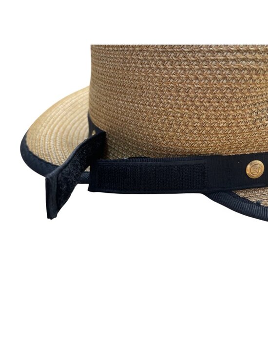 Eric Javits Womens Natural & Black Squishee Straw Sun Hat Adjustable Band OS main image 2